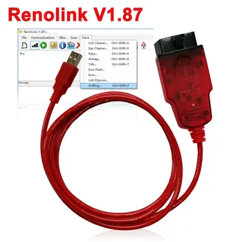 Renolink V1.87 ECU Programer za Renault Renolink Ključ za Kodiranje razmerah tak porazdeljeni Ujemanje nadzorni Plošči Kodiranje ECU Ponastavitev Funkcij