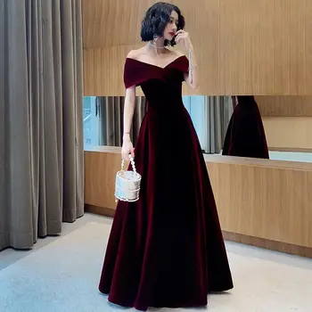 Retro Plus Size Pasja Stranke Obleke Poševnica Vratu Burgundija Črno Elegantno A-Linije Dolge Halje 2020 Kratek Rokav Božič Obleke Rdeča