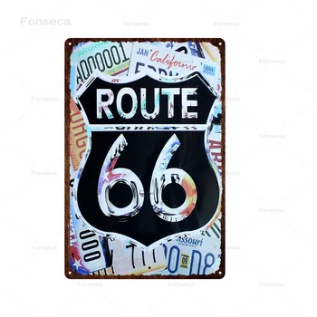 Route 66 Kovinski Znak Retro Bar Pub Dekorativne Stenske Umetnosti Kositrne Plošče Doma Dekoracijo Potovanja, trgovina s Spominki, Železa Slikarstvo 20x30cm