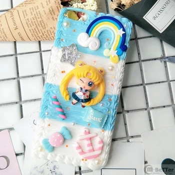 Ročno Sailor Moon Ohišje Za Samsung S20 ultra Luštna Punca telefon kritje Note10+ mobile Galaxy s10/8/9 plus DIY krema lupini note8/9