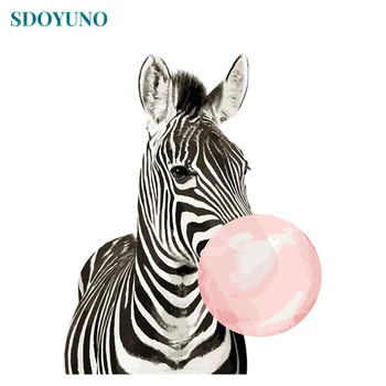 SDOYUNO Barvanje Z Številkami na platno Zebra 60x75cm DIY Slike tako, številke, Živali Doma Dekor brez okvirjev Wall Art Edinstveno Darilo