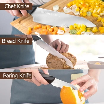 Seacreating Kuhinje Kuhar Nož Set Nemškega Nerjavečega Jekla Santoku Nož Za Rezanje Nož Pripomoček Nož Za Kruh Nož Nož Odrezanje