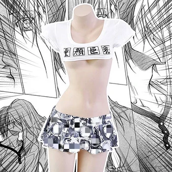 Seksi Japonski Anime Hlačke School Girls Srčkan Manga Tiskanja Mini Nabrano Krilo, Spodnje Perilo Poletje Srčkan Oblačila