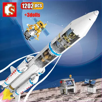 SEMBO 1202Pcs Mestnega Prostora Serije Gradnik Letalskem Prevozniku Raketa Space Shuttle Začetek Model Izobraževalne Igrače Za Otroke