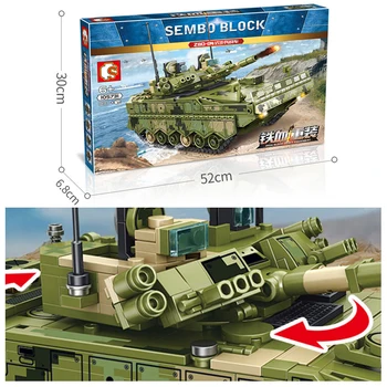 SEMBO bojnih Vozil Tank Panzer Model Igrače Opeke Tehnične Tovornjak Vojak Številke gradniki Darila za Otroke Boy