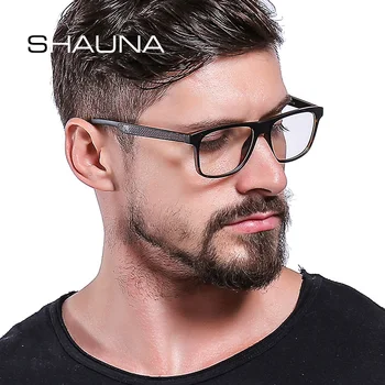 SHAUNA Ogljikovih Vlaken Dekoracijo TR90 Očala na Recept Okvir Moških Smolo Objektiv Ultralahkih Kvadratnih Optična Očala za Kratkovidnost