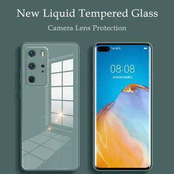 Sijajna Kaljenega Stekla Nazaj Kritje velja Za Huawei P40 P30 Pro Mate 30 Pro Čast 30-ih 30 Nova 7 JV 6 5 Telefon Primerih Fotoaparat Zaščito