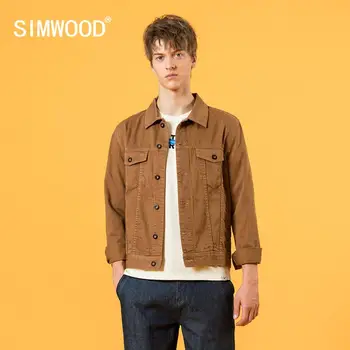 SIMWOOD 2020 Jeseni Novo Kamiondžija Jakna Moški Vintage Oblačila Oprati Kratek Slim Fit Jopiči Plus Velikost Bombaža Vrhnja oblačila