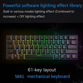 SK61 Tipko Gateron Switchs Mini Gaming Tipkovnica USB, Žična RGB LED Osvetljen Mehanske Tipkovnice Za Namizje