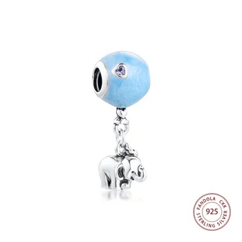 Slon & Blue Balon Visijo Kroglice Ustreza Pandora Zapestnice 925 Sterling Srebro Ženske DIY čarobne gumbe za Nakit, Izdelava perles