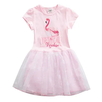 Sma zastav Poletje Flamingo Tiskanja Princesa Stranka Dekleta Tutu Obleke Zvezde Otroci Dekliška Oblačila Bombaž Rojstni dan Obleko