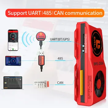 Smart bms vezje, lifepo4 baterija 8s lifepo4 24V 150A 200A 250A Bluetooth 485 na USB napravo LAHKO NTC UART 400ah baterije bms