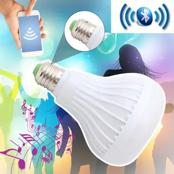 Smart E27 12W Ampul LED Sijalka RGB Svetlobe Brezžični Bluetooth Audio (zvok Bluetooth Zvočnika Predvajanje Glasbe Zatemniti Svetilko z APLIKACIJO Remote Control