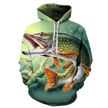 Smešno tropske ribe, trenirke za ribiča ribištvo moški ženske long sleeve hooded puloverji jopice Ulične Hip Hopjackets