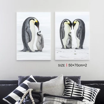 Sodobna Penguin Družine, plakati, tiskanje platna slike wall art za dnevna soba dekor za spalnico estetske Umetnine brez okvirja
