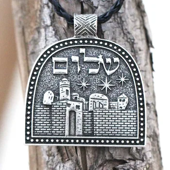 Srednjeveški Simbol Obesek Izrael Slog Christian Zlati Jeruzalem Mir Hebrejski Shalom Judovstva Ogrlica