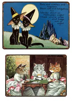Srčkan Živali, Kovine Znaki Retro Cat In Psa Pet Tin Slikarstvo Wall Art Železa Plakat Plošče Za Hišne živali, Trgovina Home Dekoracijo 20x30cm