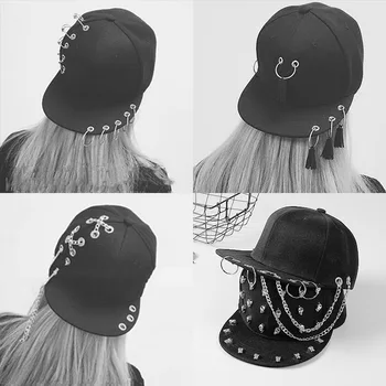 Street punk stil moškega staršev otrok klobuk ženski spomladi in jeseni hip hop obroč železa obroč pin Liu pin Ping skupaj klobuk