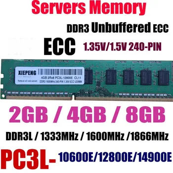 Strežnik 8GB DDR3 1333 PC3-10600E ECC Unbuffered ram 4GB 2Rx8 PC3L-12800E 1600MHz DDR3L 1866 MHz PC3-14900E 240PIN UDIMM Pomnilnik