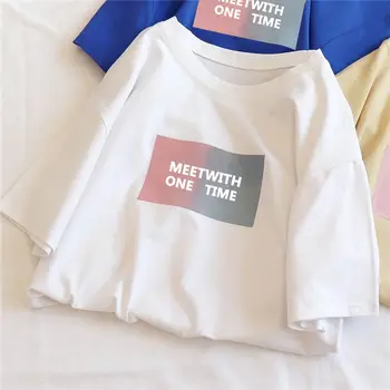 T-majice s Kratkimi Rokavi Ženske korejskem Slogu Študentom Svoboden Moda za Prosti čas BF Vse-tekmo Ženska Oblačila Poletje Preprost Visoke Kakovosti