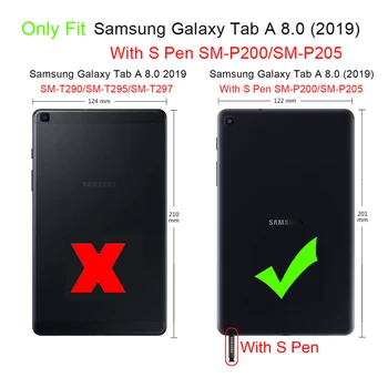 Tablični Primeru Za Samsung Galaxy Tab A 8.0 & Pen 2019 SM-P200 SM-P205 P200 P205 Ultra Slim Naslikal PU Usnja Flip Stojalo Pokrov