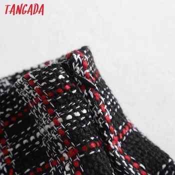 Tangada 2020 Jeseni, Pozimi Ženske Tweed Kariran Vzorec Krila Faldas Mujer Zadrgo Ženske Mini Krilo 4C84