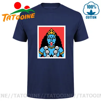 Tatooine boginje v Hinduizmu Kali T shirt homme Hindujski Boginji Kali Potni list Pixel T-shirt hombre Indijski Shiva Tee Majica moški