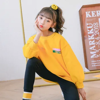 Teen Dekleta Majica Jesen Zima 2020 Korejski Novo Otrok Oblačila Runo Zgostitev Otroci, Dekleta, Pulover Sweatshirts Pismo, #9146
