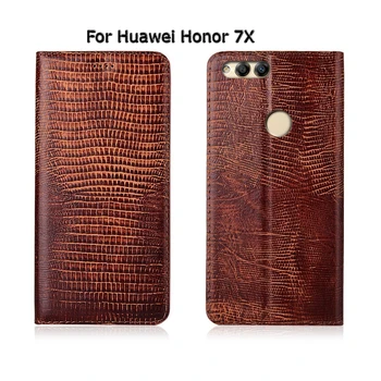 Telefon Primeru Za Huawei Honor 7 7i 7A 7X Pro Prime Kuščar Zrn Flip Primeru Magnetno Stojalo Genuien Usnje Telefon Kritje