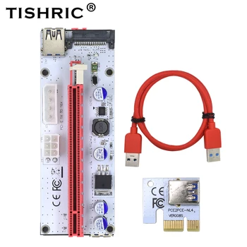 TISHRIC 008S 4PIN Molex 15PIN SATA 6PIN 3 v 1, PCIE PCI Express Kartico Riser 1X do 16X PCI-E Razteznih Bitcoin Mining Rudar