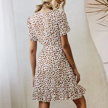 Tiskani ruffle elegantno obleko za ženske do leta 2020 poletje kratka sleeved kratek mini obleke Cvetlični čipke bohemian Oblačenja
