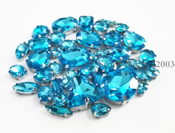 Tovarno prodajo 68pcs/vrečko Jezero, modro mix velikost vrh steklo, kristal, šivanje na kamne,mix obliko okrasnih za diy/Oblačila accessorie