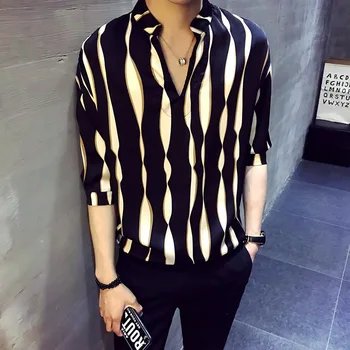Trak puloverju rokavi moški herren hemd camisa masculina majica homme korejski eleganten modni oblikovalec rokavi moški 2018