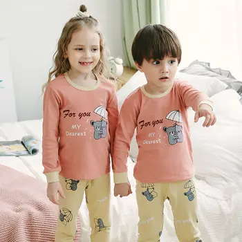 TUONXYE otroške Pižame Za Dekleta Bombaž Otroci Risanke Mačka Pyajamas Nastavite Fantje Dolgo Rokavi Pižame Pijama Infantil Sleepwear