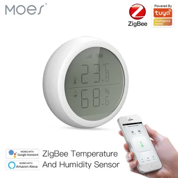 Tuya Smart ZigBee Smart Temperature In Vlažnosti Tipalo, Z LCD Zaslonom S Pametno baterijsko Življenje App Alexa googlova Domača stran