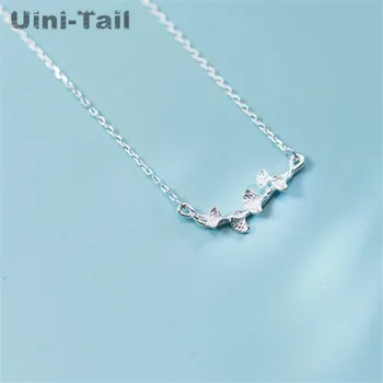 Uini-Rep vroče novih 925 sterling srebro korejski literarni ginkgo leaf ogrlica majhen svež modni trend preprost listov ogrlica GN445
