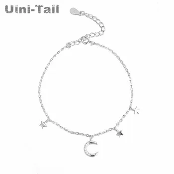 Uini-Rep vroče novih 925 sterling srebro ukrivljen luna mini star mikro-vdelan zapestnica korejski moda sladko sveže temperament nakit