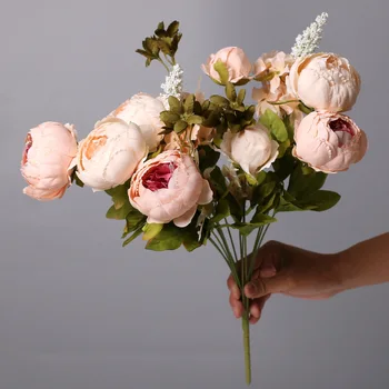 Umetni Peony Šopek Cvetlični Aranžma Romantično Peony Cvetje Doma Dekor Umetno Hydrangea Cvet Umetno Cvetje