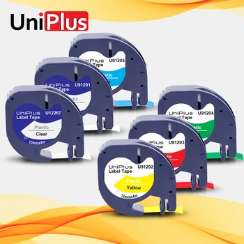 UniPlus 6PK 12267 91201 91202 91203 91204 91205 Nalepka Trak Fit Dymo Letratag Oznaka Maker 12 mm Plastično Barvni Set za DYMO LT-100
