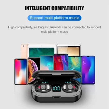 Upgrated F9 Brezžična tehnologija Bluetooth 5.0 Slušalke TWS Mini HI-fi V uho Športne Slušalke Podpora iOS/Android Telefonov HD Klic