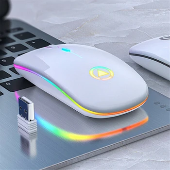 USB Optična Ergonomska Gaming Miška PC Računalniška Miška Za Prenosni RAČUNALNIK Slim za Polnjenje Brezžično Miško Tiho LED Osvetljen Miško