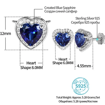 Ustvarili Modra, Temno Modra 925 Sterling Srebrni Nakit Srca Oblika Modela Lep Slog Punco, Darilo Za Rojstni Dan Nakit Za Ženske
