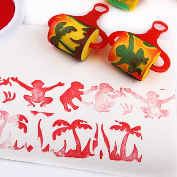 Ustvarjalne Vzorcev Izobraževanja v Zgodnjem Otroštvu EVA Goba Slikarski Čopič Vrtec Barvanje Grafitov Roller Risanka Pečat Set