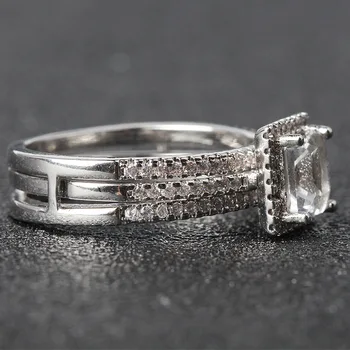 Vari luksuzni plemenito preprosta modna urbanih žensk kvadratnih dvojni krog ženskih diamantni prstan nekaj Valentinovo darilo stranka