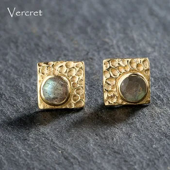 Vercret 925 sterling srebro labradorite uhani romantično 18k zlato nakit uhani za ženske