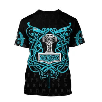 Viking simbol - odin Tatoo 3D Tiskanih moški majica s kratkimi rokavi Harajuku Fashion majica Kratek rokav poletne ulične Unisex tshirt vrhovi WS92