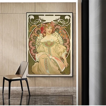 Vila Art Nouveau Znanih Slik Alphonse Mucha Platno Umetnosti Plakatov In Fotografij Mucha Umetniške Slike Za na Steno dnevne Sobe Dekor