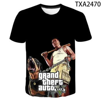 Visoka kakovost 3D Tiskanja Grand Theft Auto Igro Gta Natisne Majica s kratkimi rokavi Moški Ženske Otroci T-Shirt Kratek Rokav Fant Dekle Otroci Vrhovi Tees
