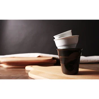 Visoka Kakovost Keramike Kratek Porcelana Skodelice Kave Black Matt White Evropski Stil Zajtrk Mleko Čaj Pokal Origami Skodelice Drinkware