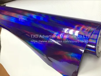 Visoka kakovost Vijolično Chrome holografski Vinil zaviti Mavrica Chrome film 3 Plasti holografski nalepke Mavrica holografski